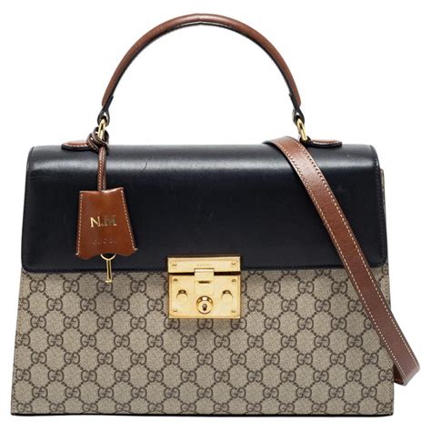 gucci padlock top handle bag leather medium